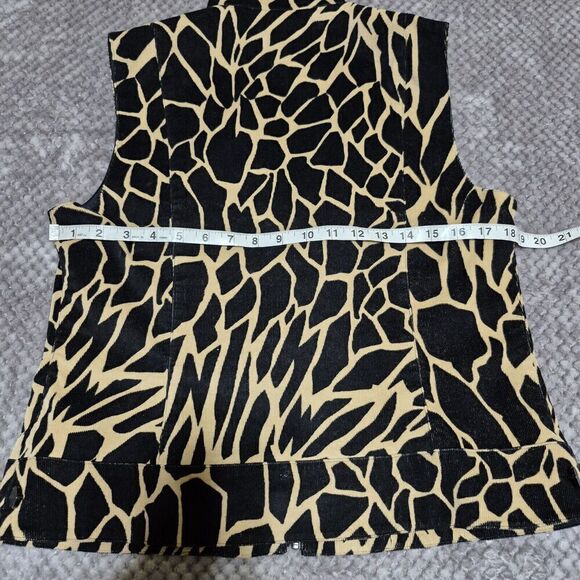 Carlisle Vest Animal Print Women Black Camel Full Zip Front Western Boho - Picture 5 of 7